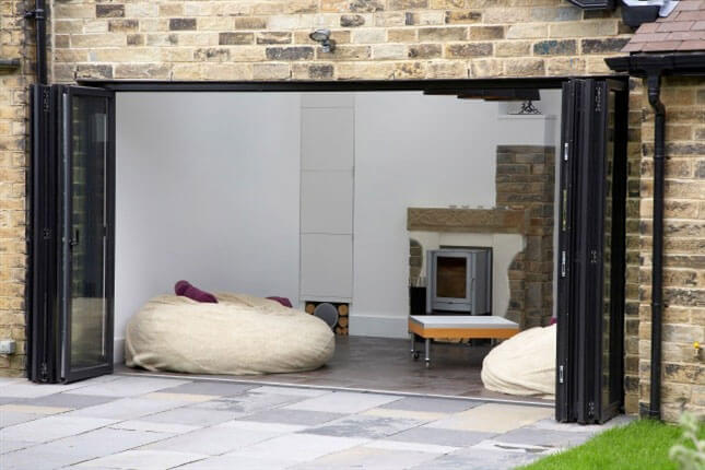 Bifold door fully open