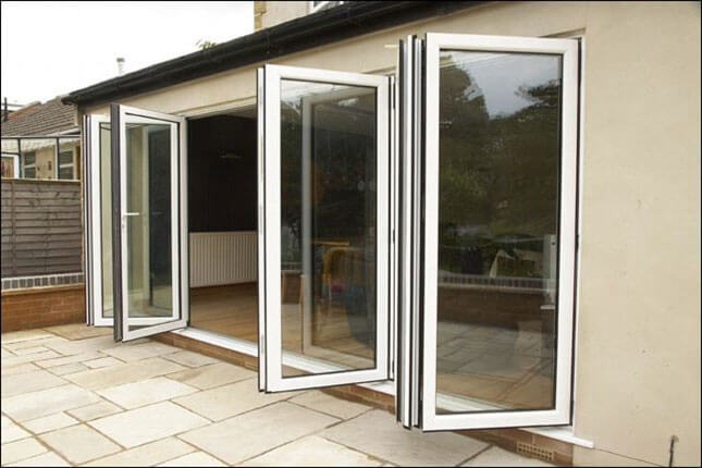 Bifold door partially open