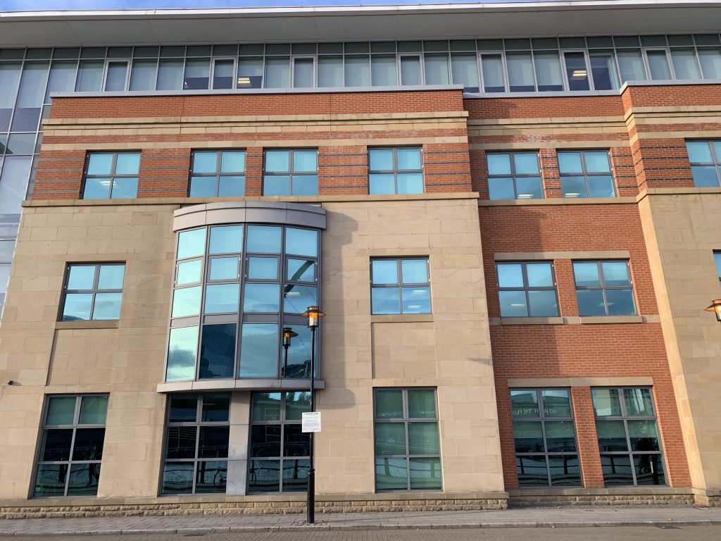 commercial doors and windows in an office building.